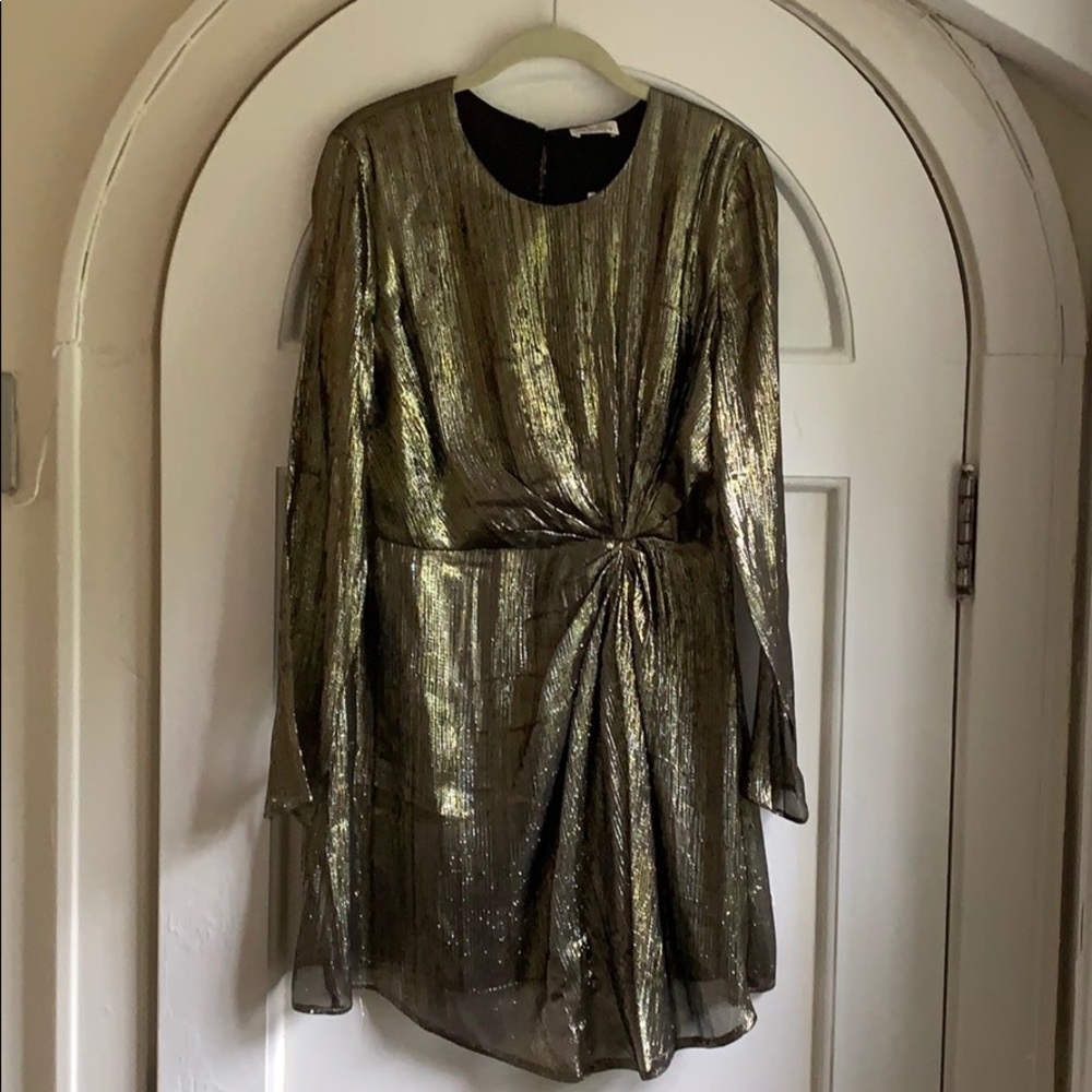 NWT LoveShackFancy gold mini dress.